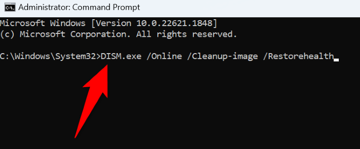 Запустите команду DISM.