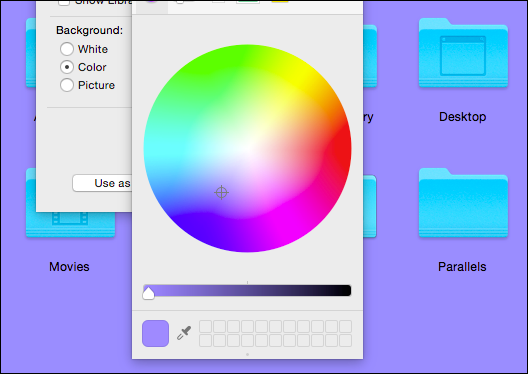 Выбор цветного фона папки — цветовое колесо