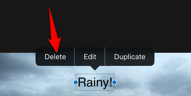 Нажмите Удалить для удаления текста.