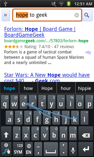 Выбор альтернативного слова в поле ввода