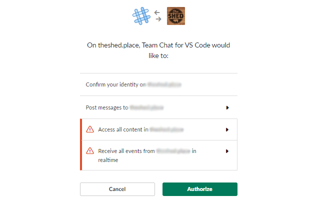 Authorizing the app with Slack