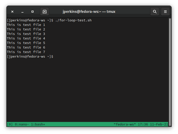 Вывод содержимого файлов после выполнения цикла