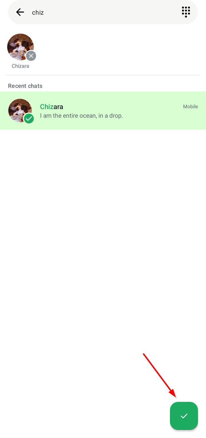 Кнопка подтверждения выбора контакта