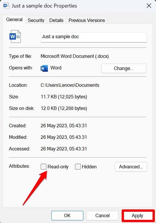 Снятие атрибута 