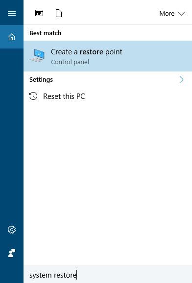 Нажмите кнопку восстановления системы в интерфейсе Windows