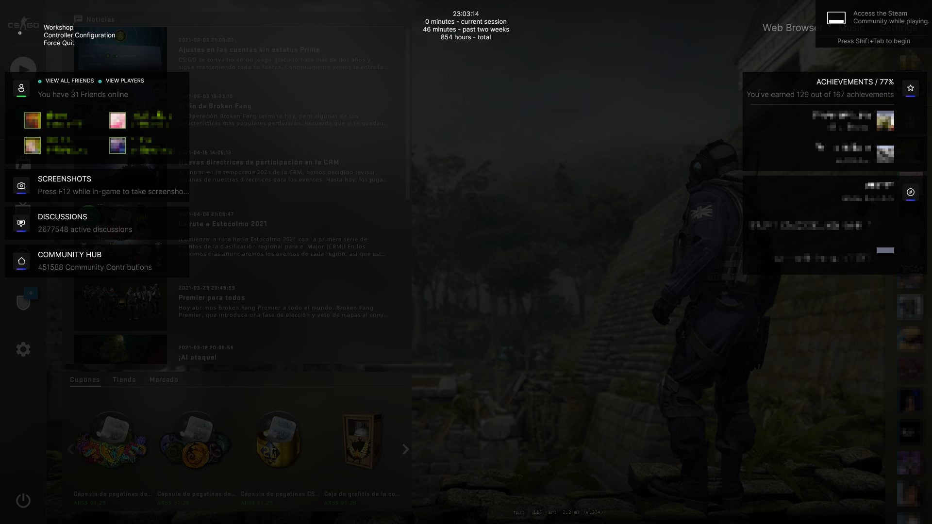 Патч Metro for Steam в действии — скриншот интерфейса Steam с новыми иконками