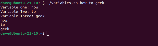 Запуск скрипта с тремя словами как параметры.