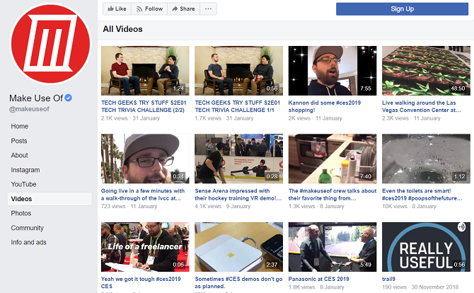 Альбом видео на странице Facebook