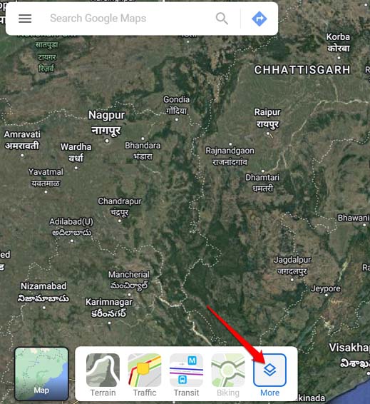Опция More в веб‑версии Google Maps