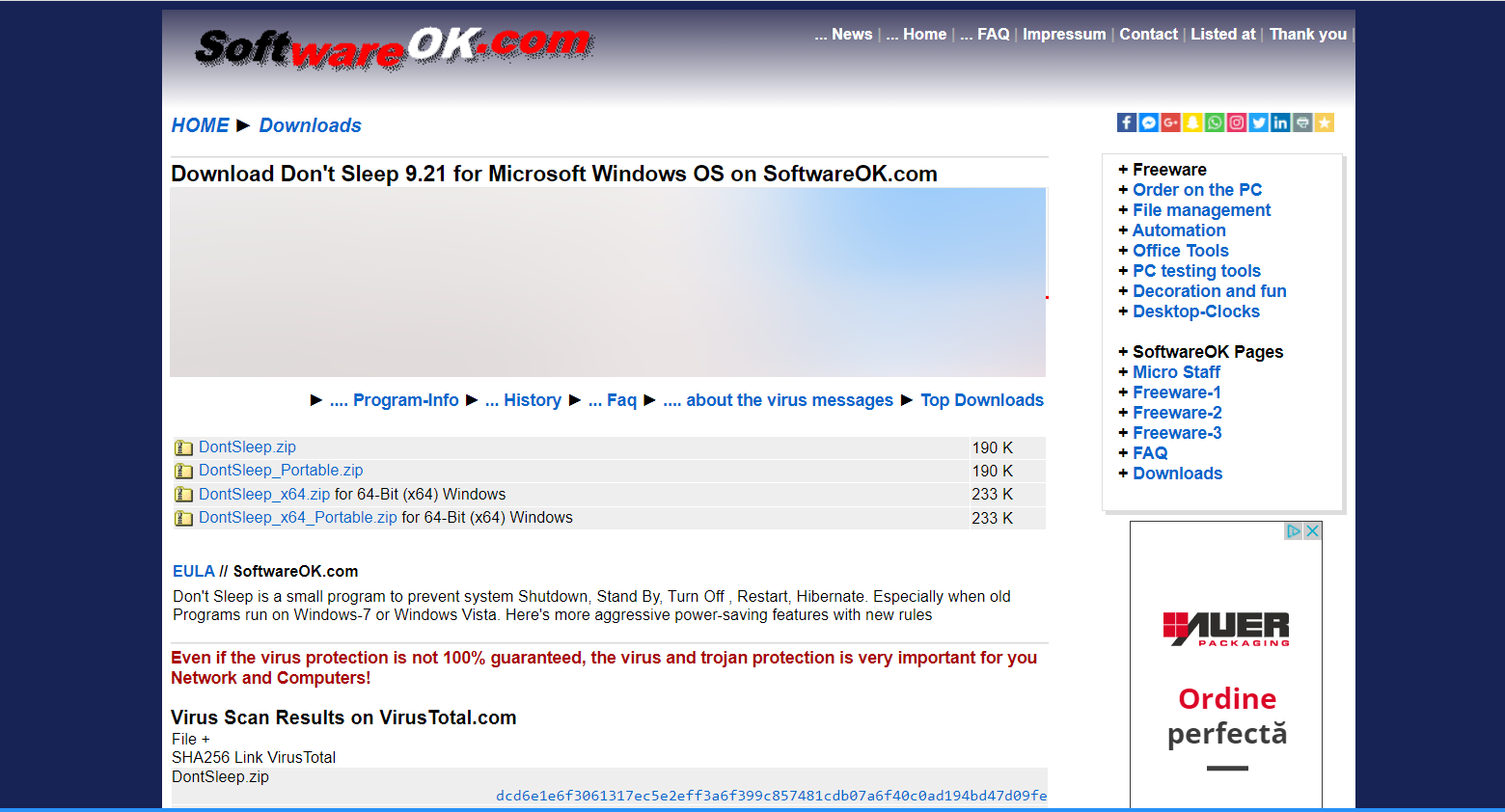 Don’t Sleep окно приложения