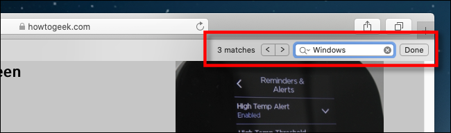 Поиск на странице в Safari на Mac