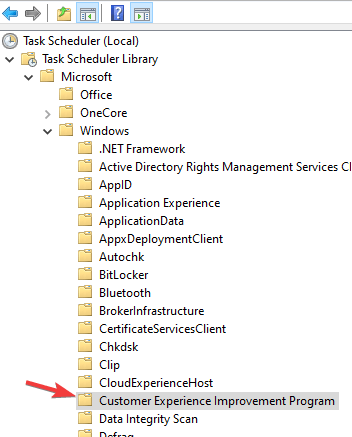Отключение задач в Customer Experience Improvement Program