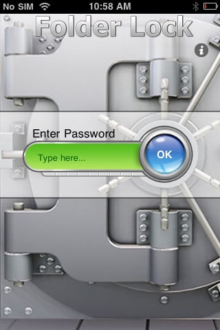 Пример Folder Lock: интерфейс приложения на планшете или экране