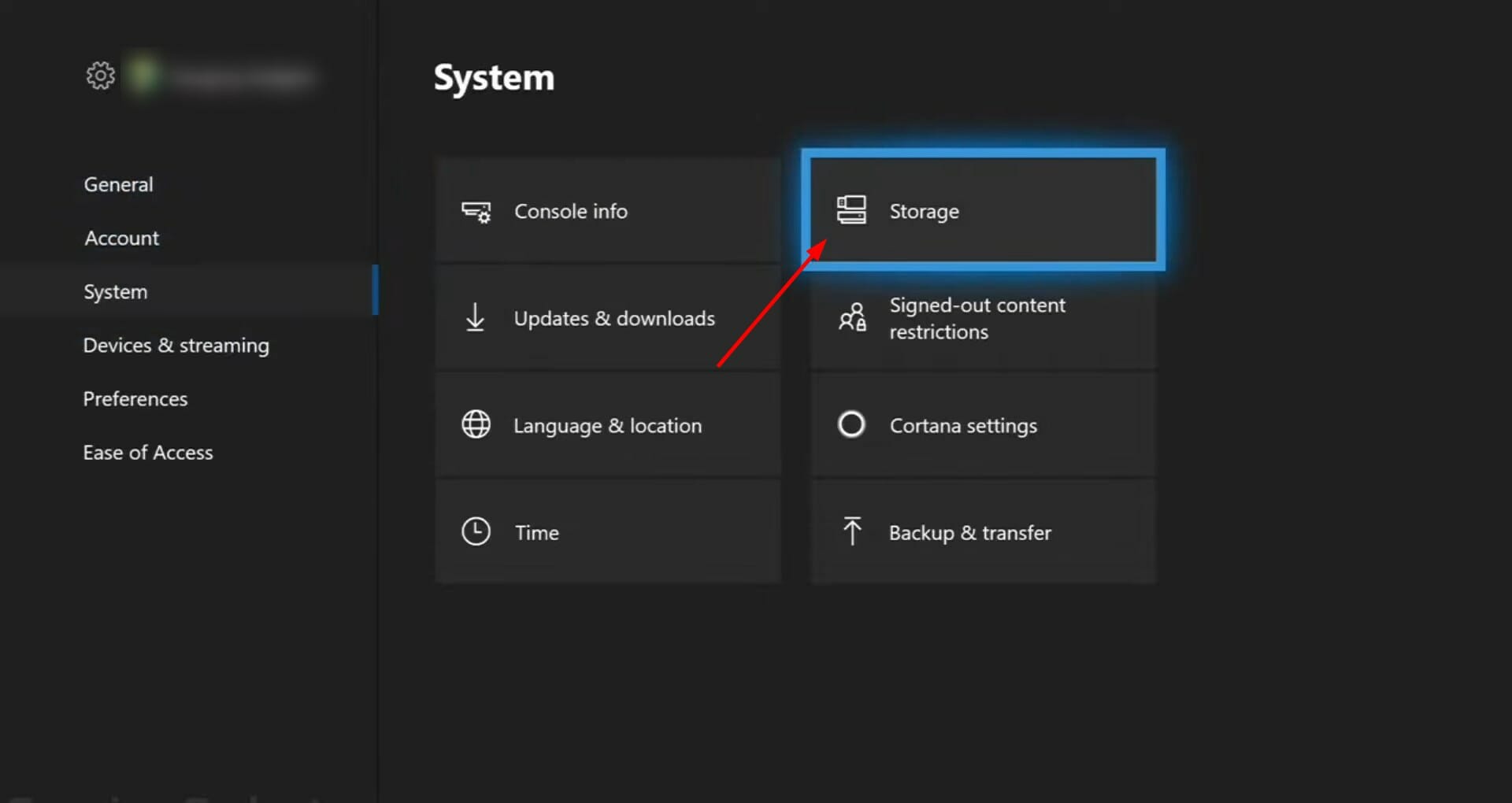 Состояние хранилища Xbox