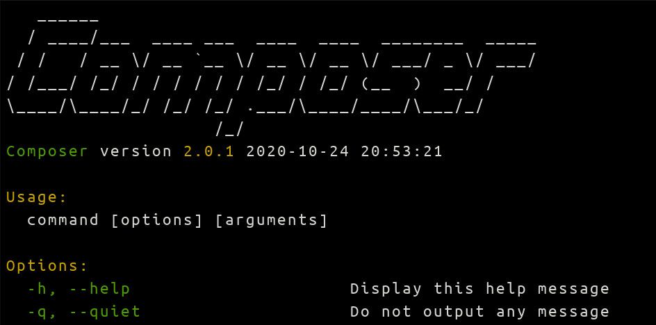 Скриншот вывода справки Composer
