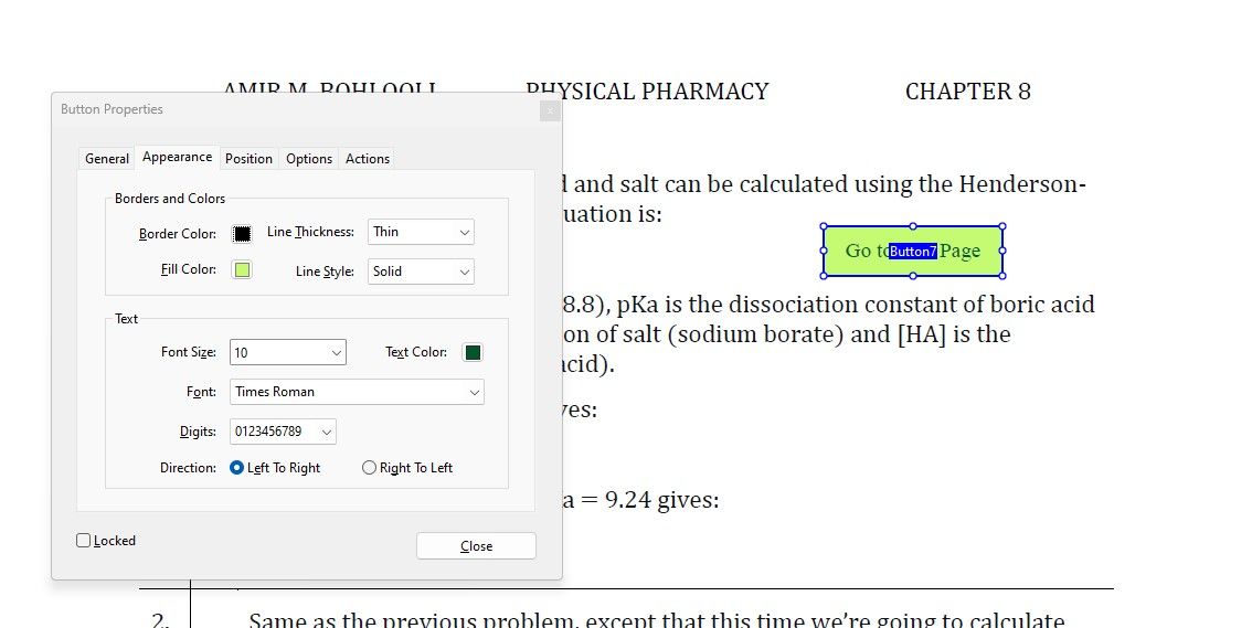 Изменение внешнего вида кнопки в Adobe Acrobat.