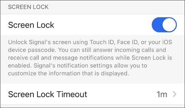 Экран включения экранной блокировки со списком таймаутов