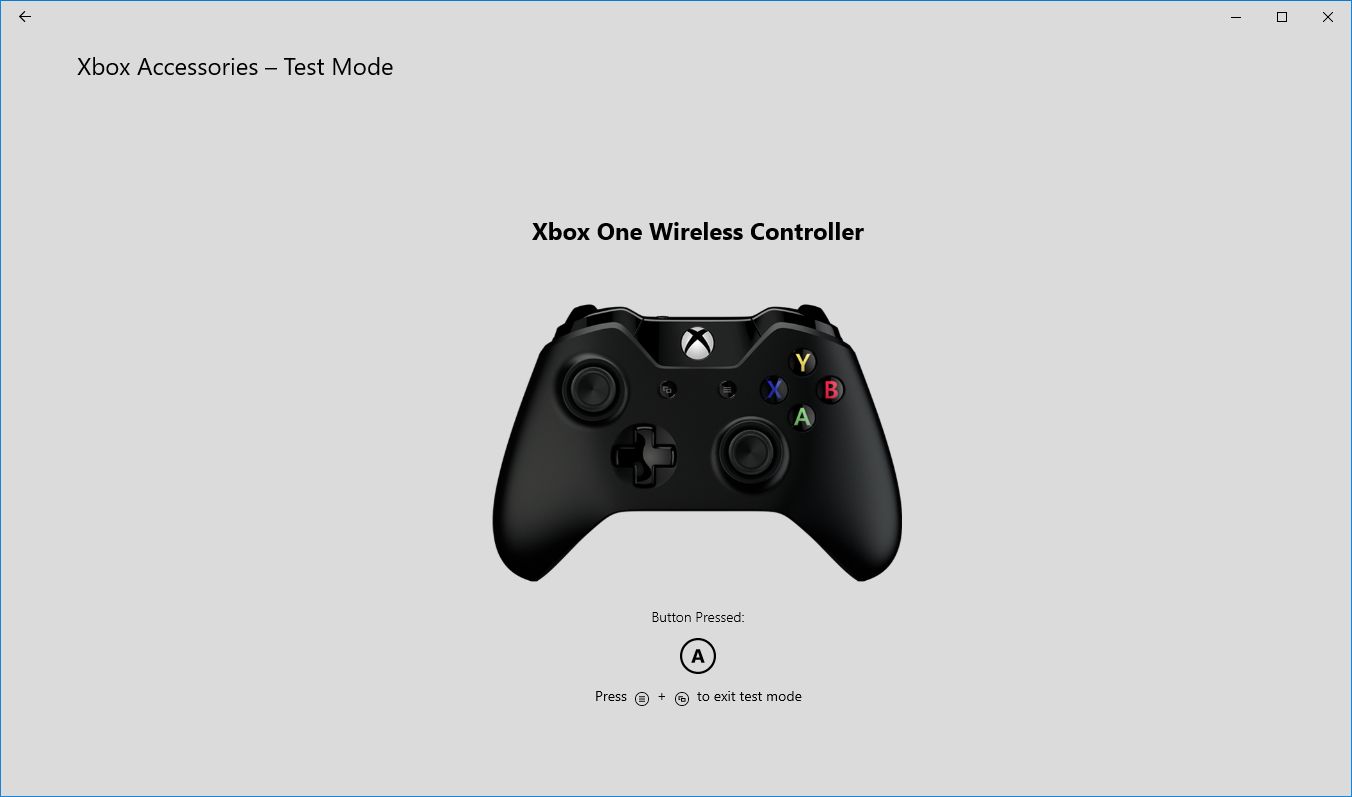 Тестирование кнопок контроллера в Xbox Accessories