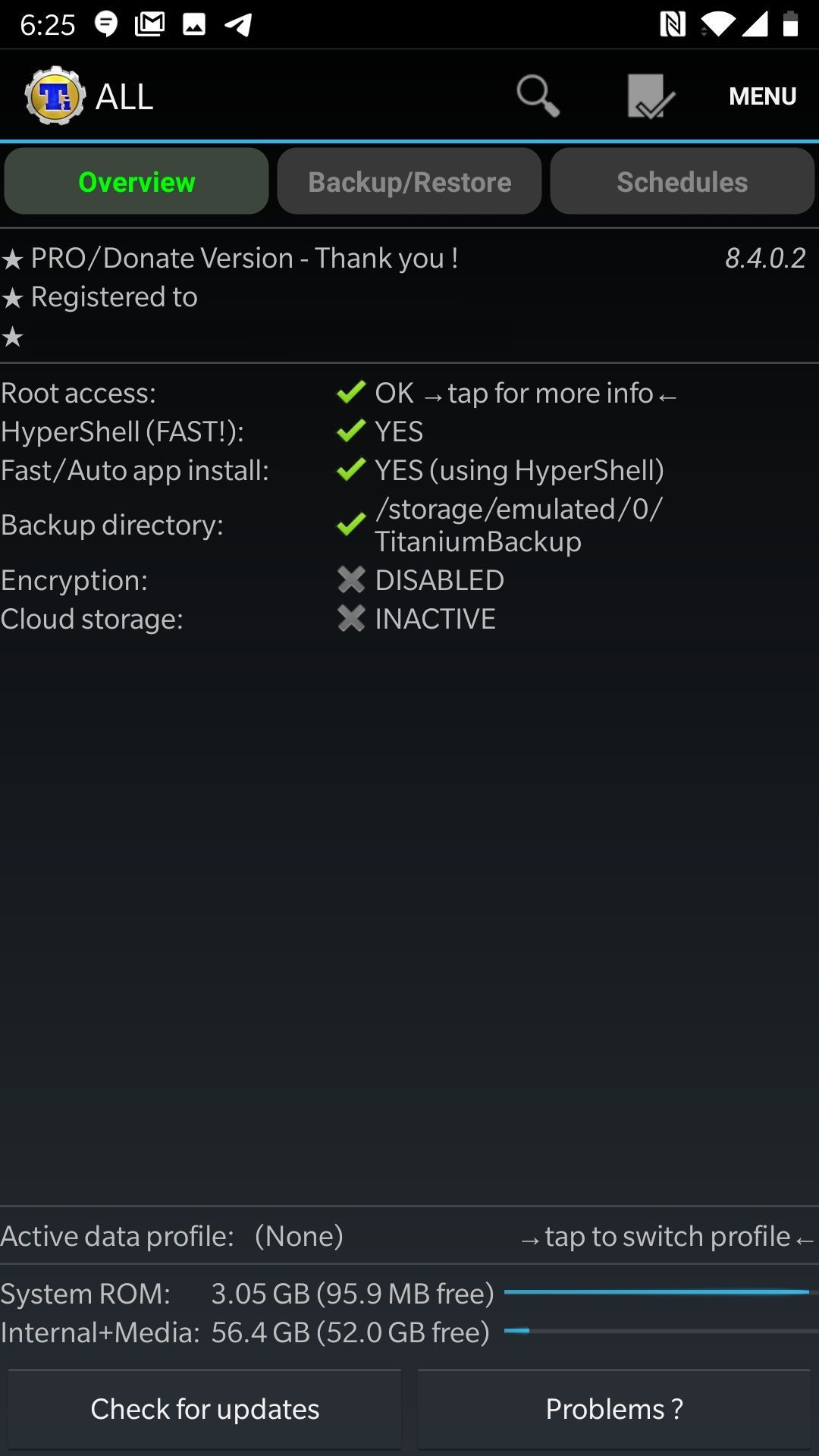 Titanium backup overview screenshot