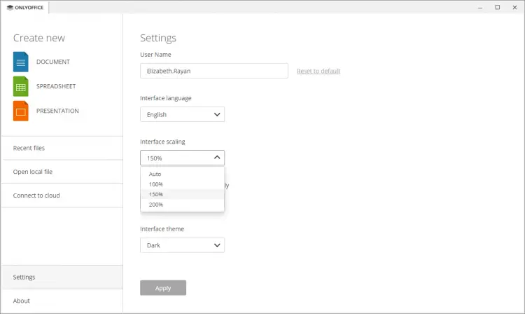 Подключение ONLYOFFICE к Seafile — окно настройки