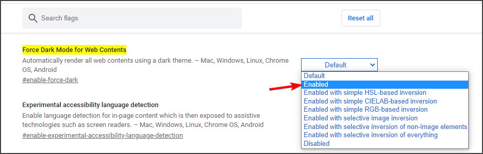 Настройка принудительного тёмного режима в Chrome