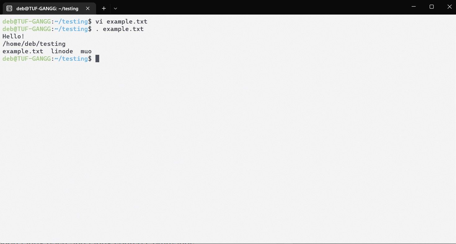 Вывод после выполнения файла через source