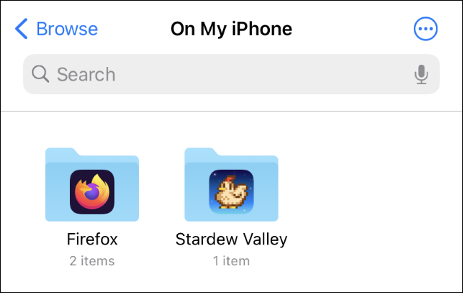 Папка Stardew Valley в приложении Файлы на iPhone