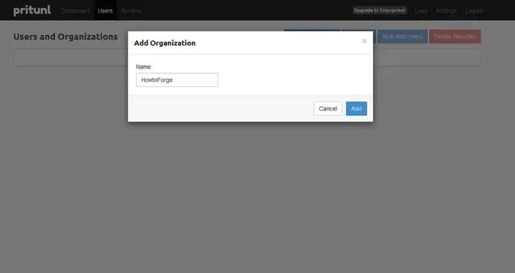 Добавление организации