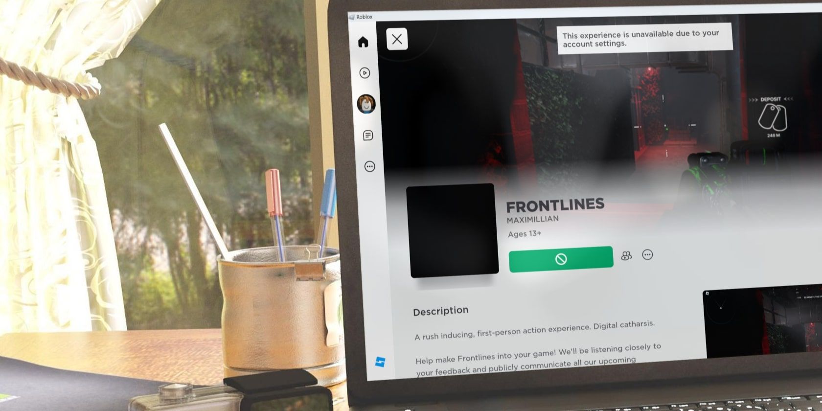 Ошибка Roblox: опыт недоступен из‑за настроек аккаунта