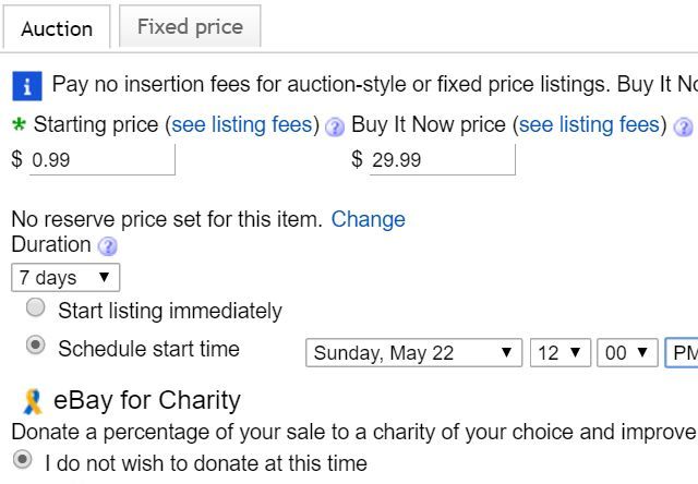 Выбор цены и расписание старта листинга