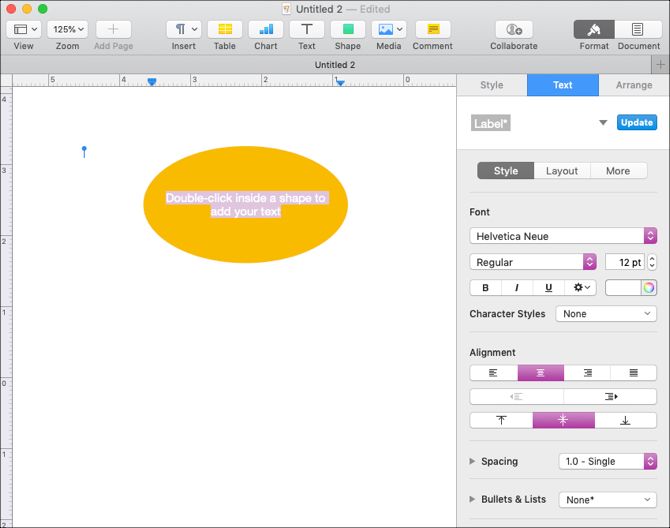 Форматирование текста в фигурах