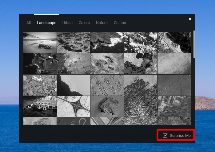 Включение функции Surprise Me для ежедневной смены фона