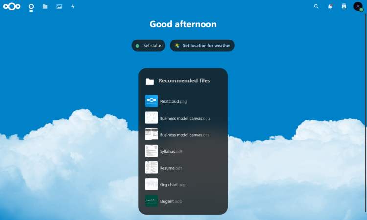 Панель управления пользователя в Nextcloud