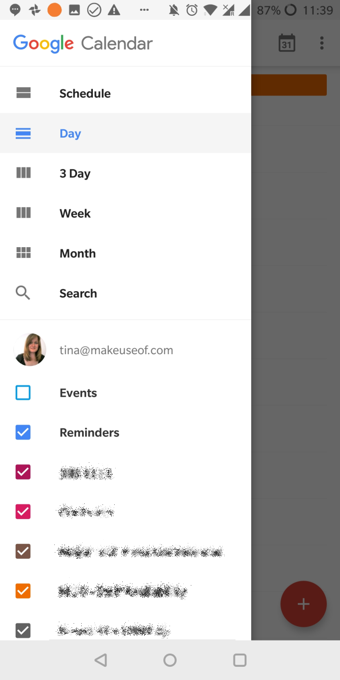 Список календарей в Google Calendar