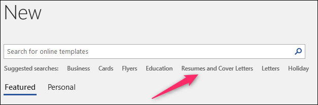 Выбор шаблона резюме в Word