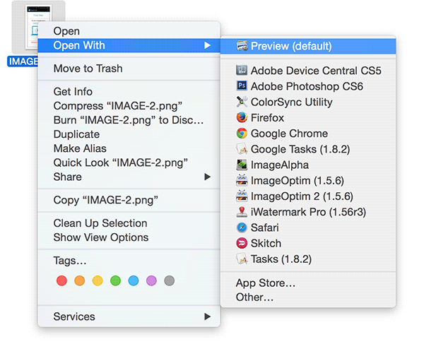 Открытие второго изображения в Просмотре