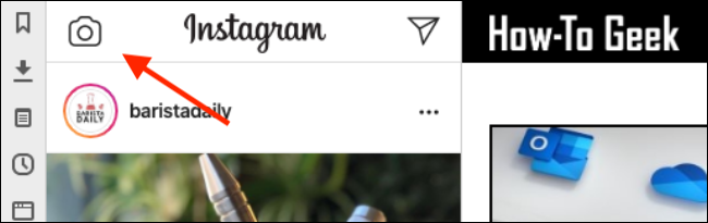 Нажмите на иконку камеры, чтобы добавить историю
