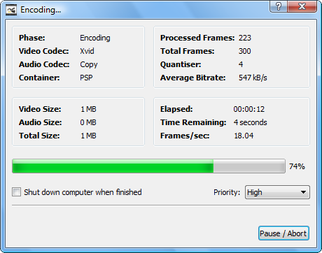 Диаграмма процесса кодирования субтитров и сохранения видео