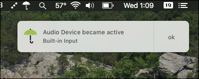 Уведомление Oversight о включении микрофона