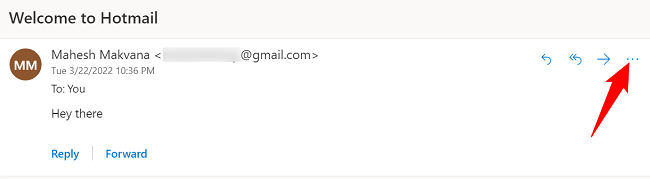 Нажмите три точки в правом верхнем углу письма.
