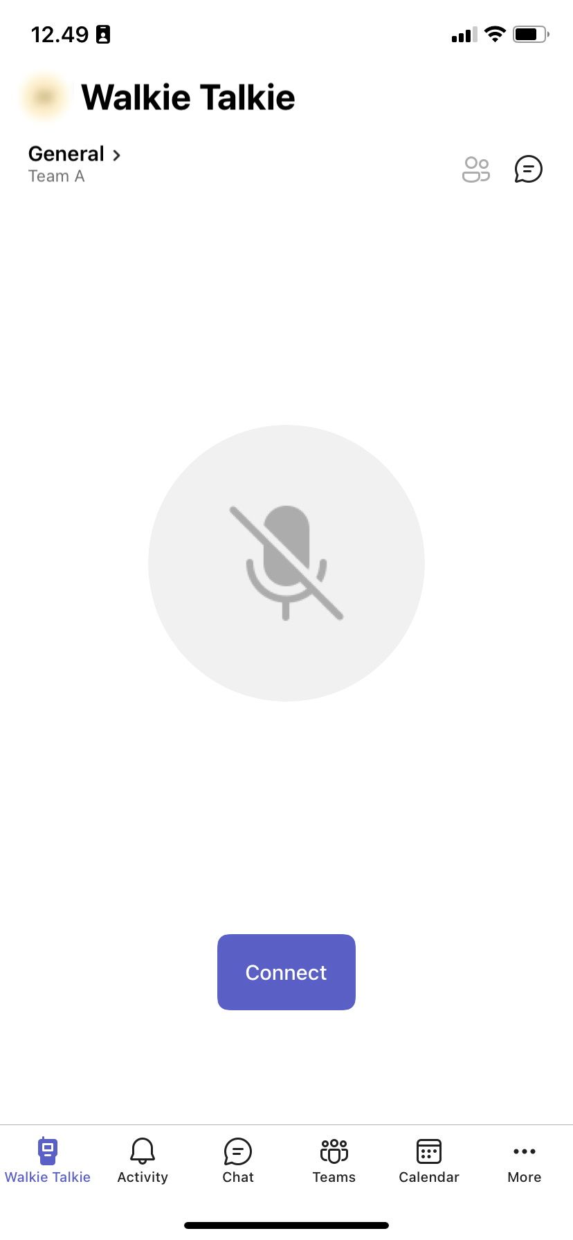 Интерфейс приложения 'Рация' в Microsoft Teams — основной экран