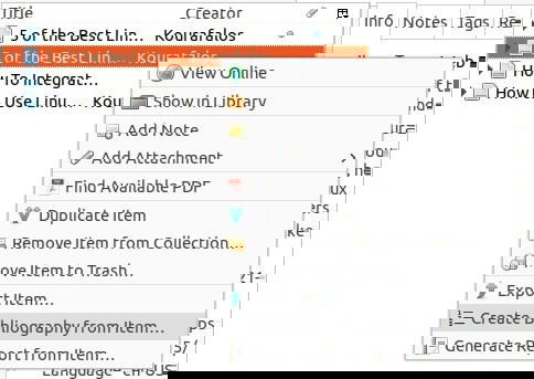 Создание библиографии на основе выделенных элементов