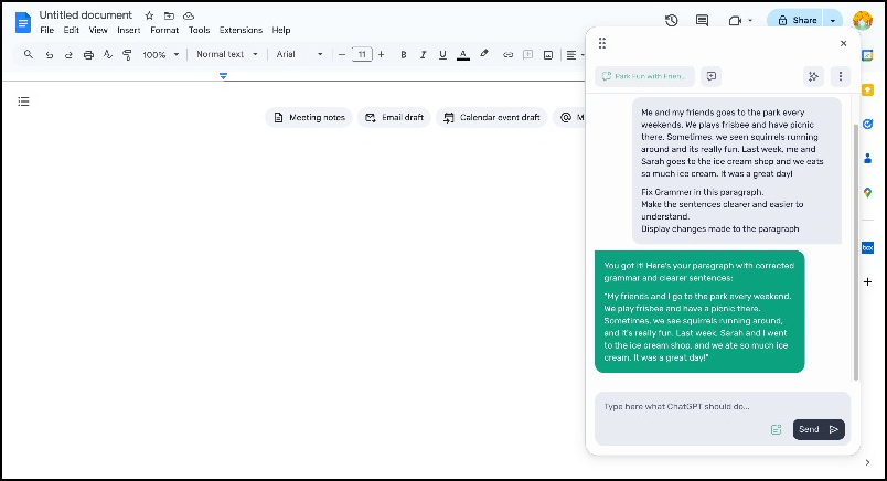 Использование расширения Universally.chat для правки текста на странице