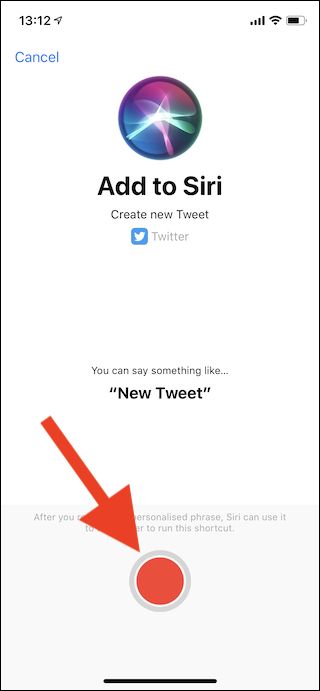 Нажмите запись и произнесите фразу для вызова ярлыка