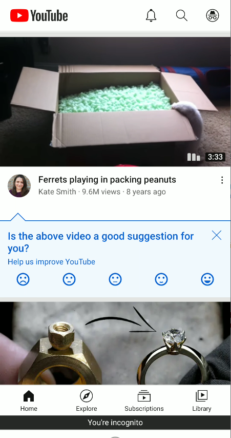 YouTube Incognito mode