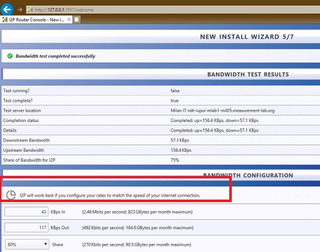 Bandwidth Test I2p Results