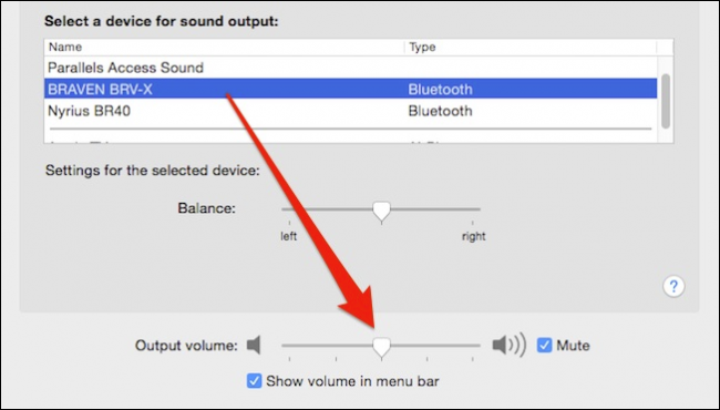 Скриншот вывода на Bluetooth-колонку с отключённым звуком