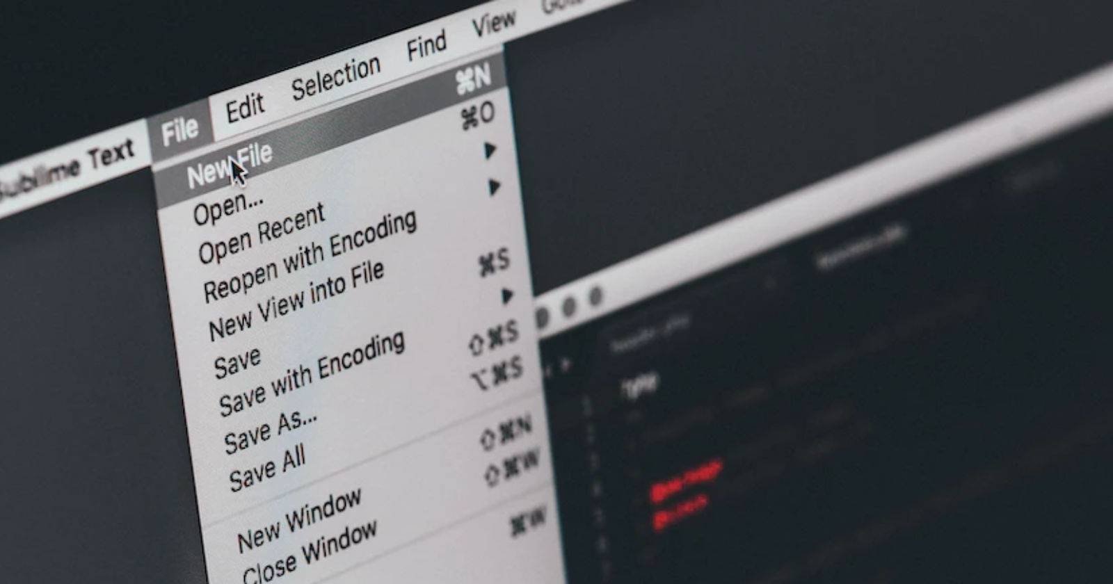 Меню файла в редакторе как пример интерфейса
