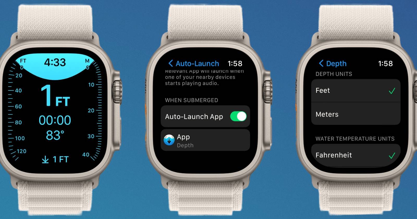 изображение Apple Watch Ultra с приложением Depth