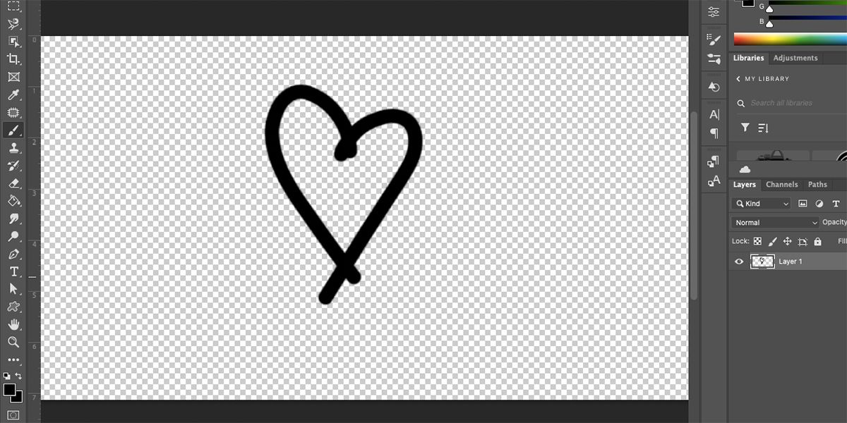 Кисть в форме сердца в Photoshop